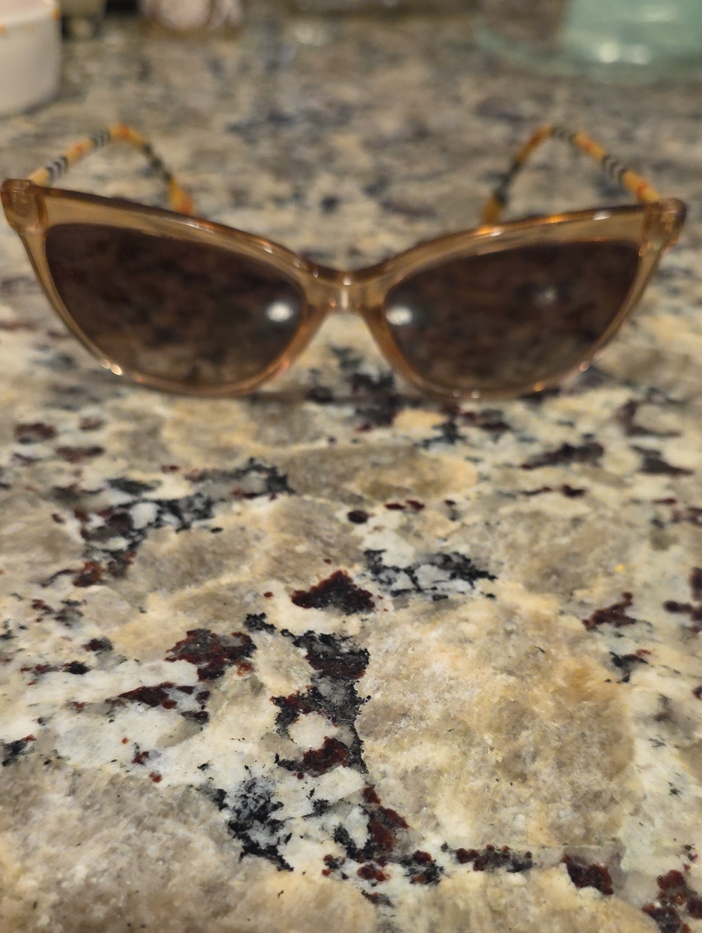 Burberry Cat-Eye Translucent Beige Frame Brown Lenses PreOwned Sunglasses